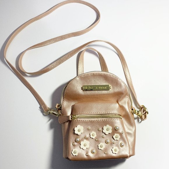 Betsey Johnson Handbags - Betsey Johnson Rose Gold Mini Backpack Purse